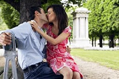 Kissing in park