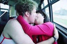 Kissing in public transport